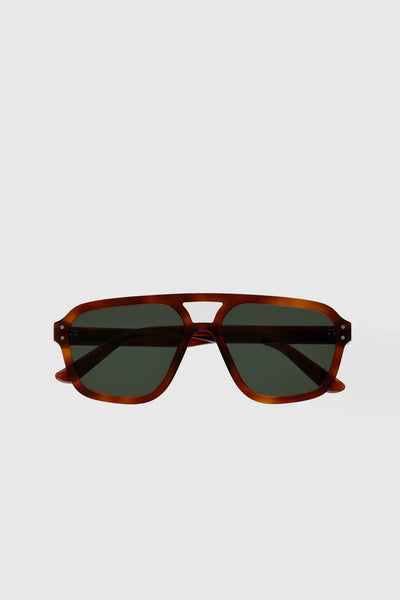 Monokel Eyewear Eyewear - Jet Amber Sunglasses - Green Solid Lens
