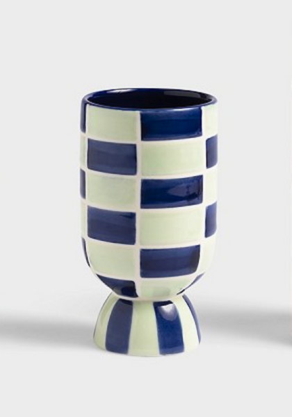 Blue And Mint Green Check Carr Vase