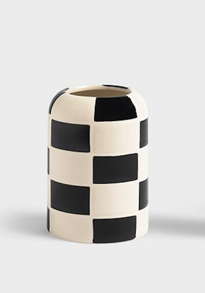 Black And White Check Carr Vase