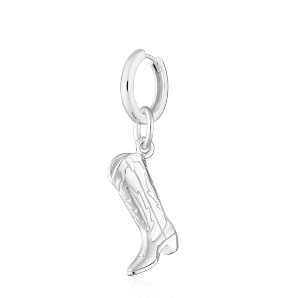 | Cowboy Boot Single Huggie Earring | Sterling Silver