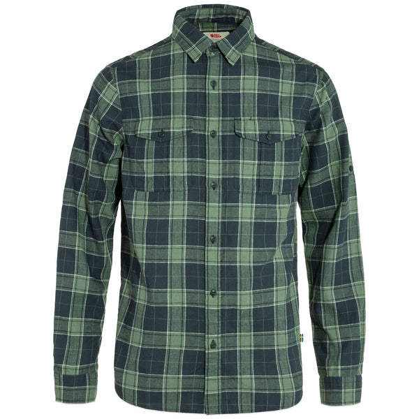 Ovik Travel Long Sleeve Shirt - Dark Navy / Patina Check