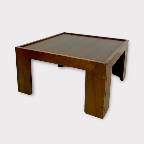 Wooden table and Tobia shoe for Cassina 70s