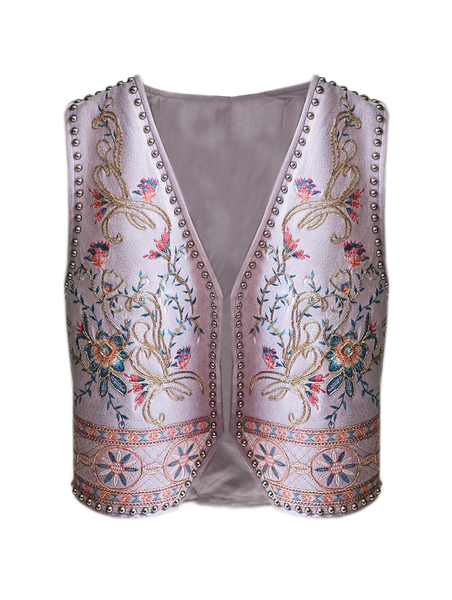 Flower Gilet - Lavender Suede