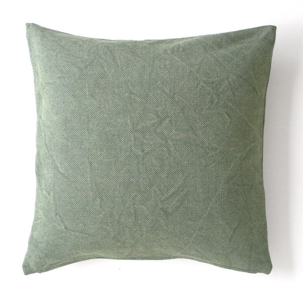 Stone Washed Cotton Stonewashed Cotton Cushion Cover - Green