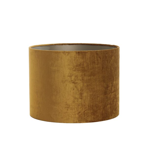 40cm Gold Velour Cylinder Lampshade