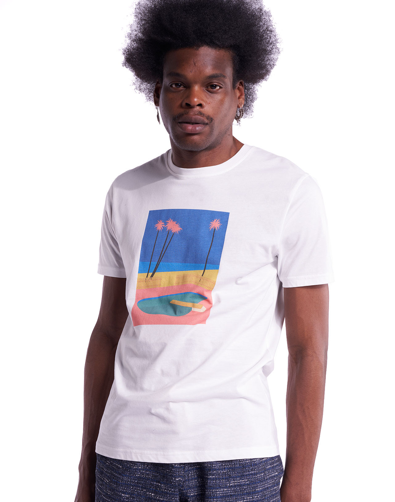 Off White Round Neck Malibu Tee Shirt