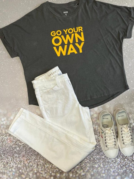 Say It With Songs T 'go Your Own Way' Grey T-shirt Neon Print