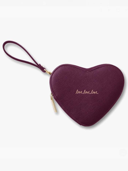 Katie Loxton  Burgundy Heart Love Love Love Printed Clutch 