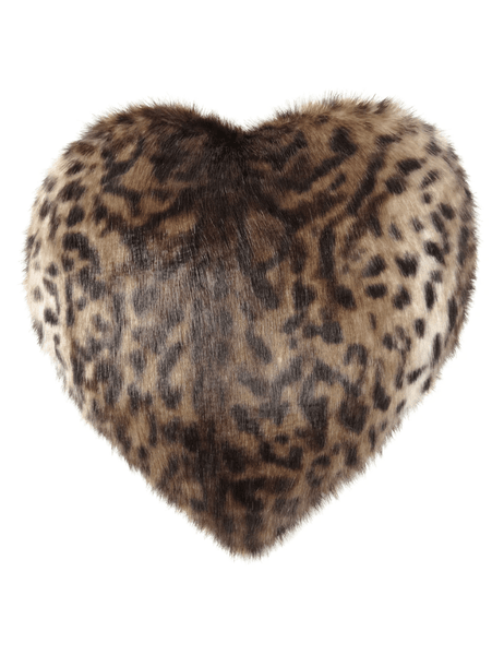 Helen Moore Leopard Printed Faux Fur Heart Shaped Blossom Cloud Cushion