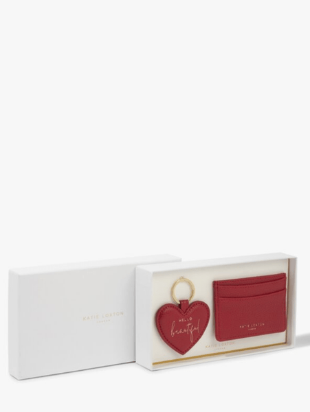 Katie Loxton Set  Of Red Heart Keyring And Card Holder