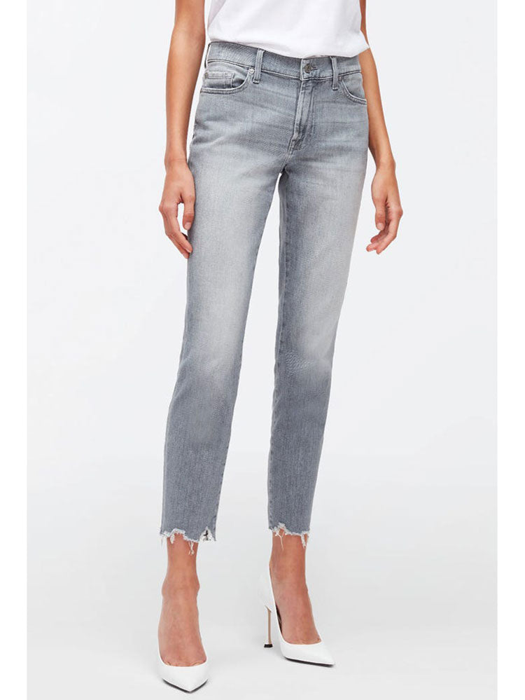 7 For All Mankind  Grey Roxanne Ankle Worn Out Hem Jeans