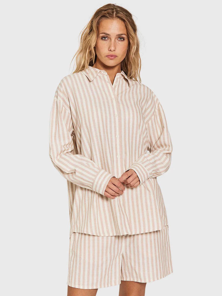 NORR Beige Stripe Cenda Shirt