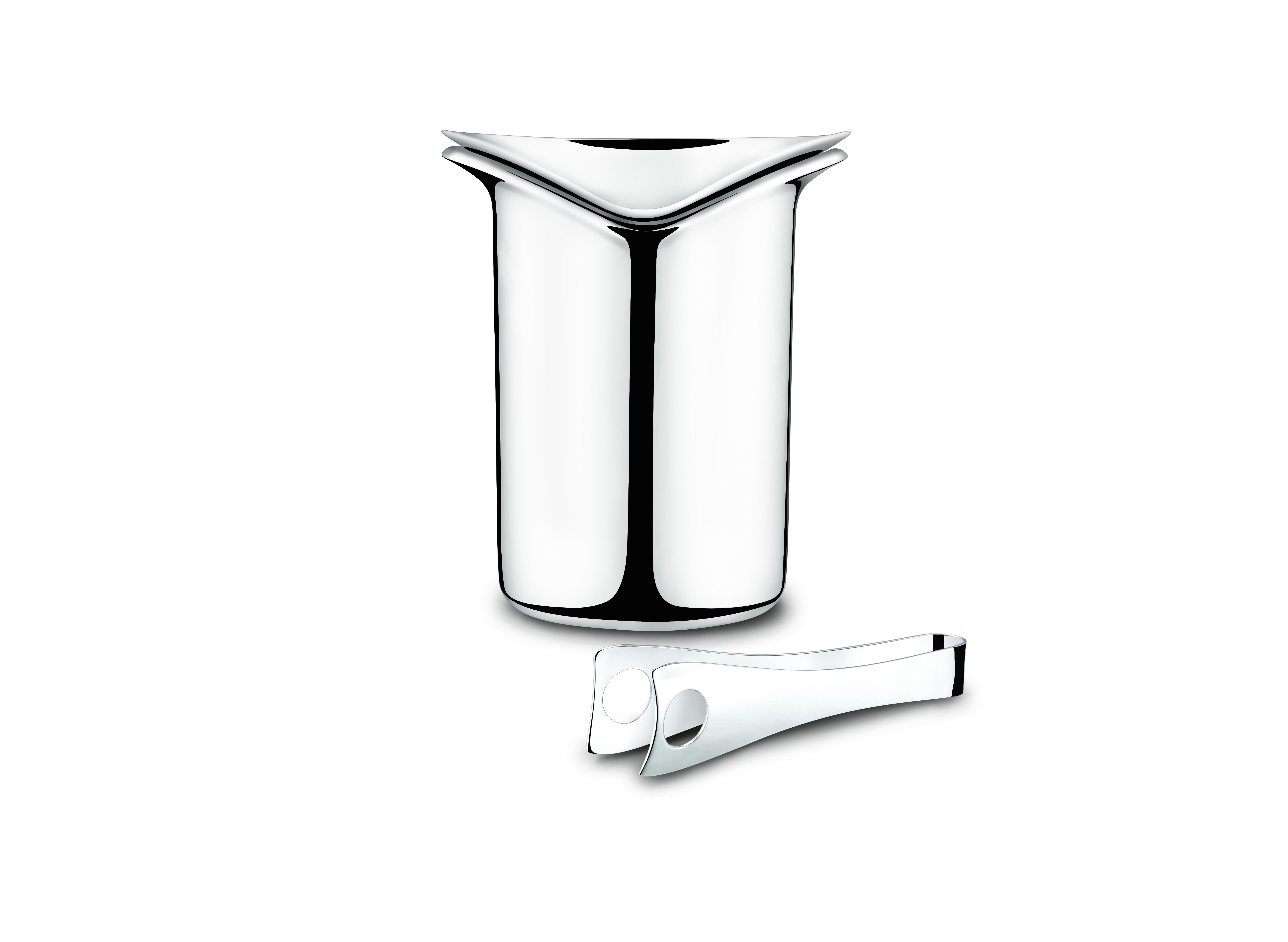 Georg Jensen  Wine & Bar Ice Bucket with Tongs - Mirror Polished Stainless Steel