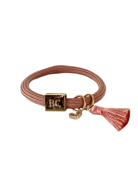 black-colour-coral-rose-hair-elastic-bracelet-with-gold-heart-charm-and-tassel