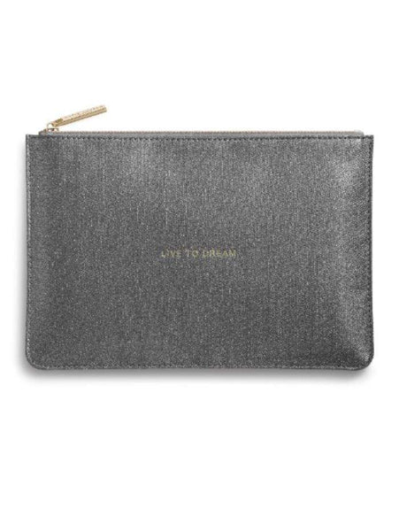 Katie Loxton Live to Dream Perfect Pouch in Charcoal Shimmer