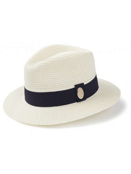 Hicks and Brown Orford Cream Fedora with Navy Band