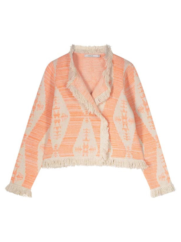Summum Papaya Knitted Ikat Jacquard Jacket