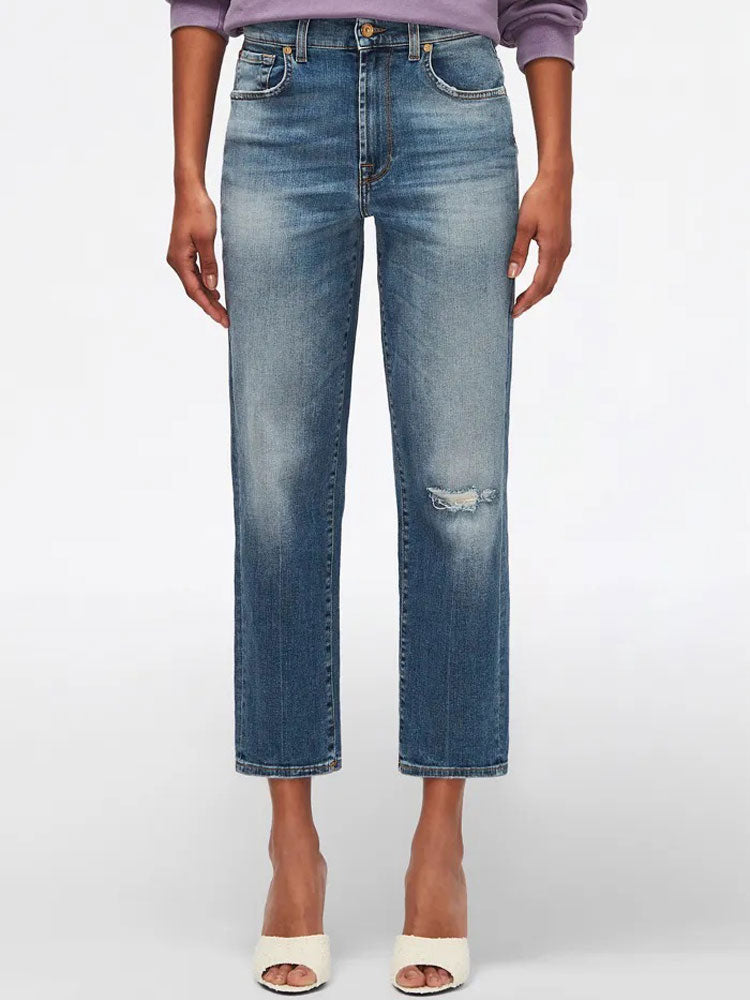7 For All Mankind  Light Blue The Modern Straight Rewrite Wash Jeans
