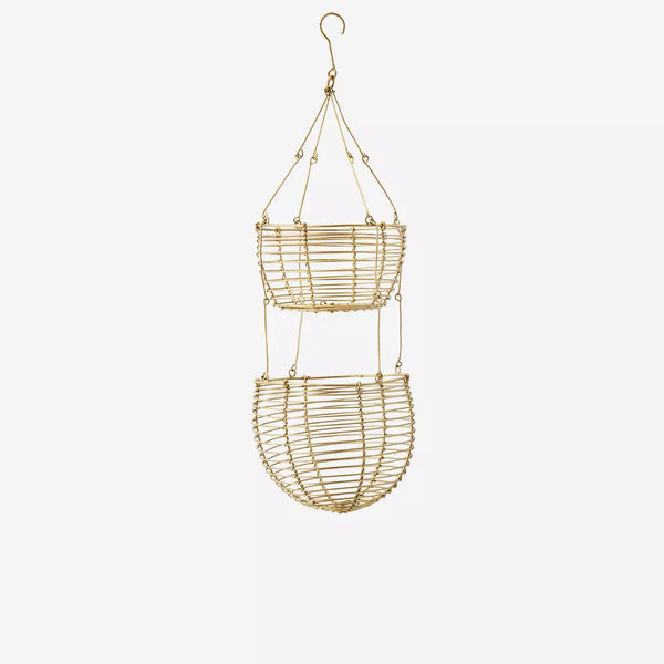 Madam Stoltz Brass Hanging Wire Storage Baskets