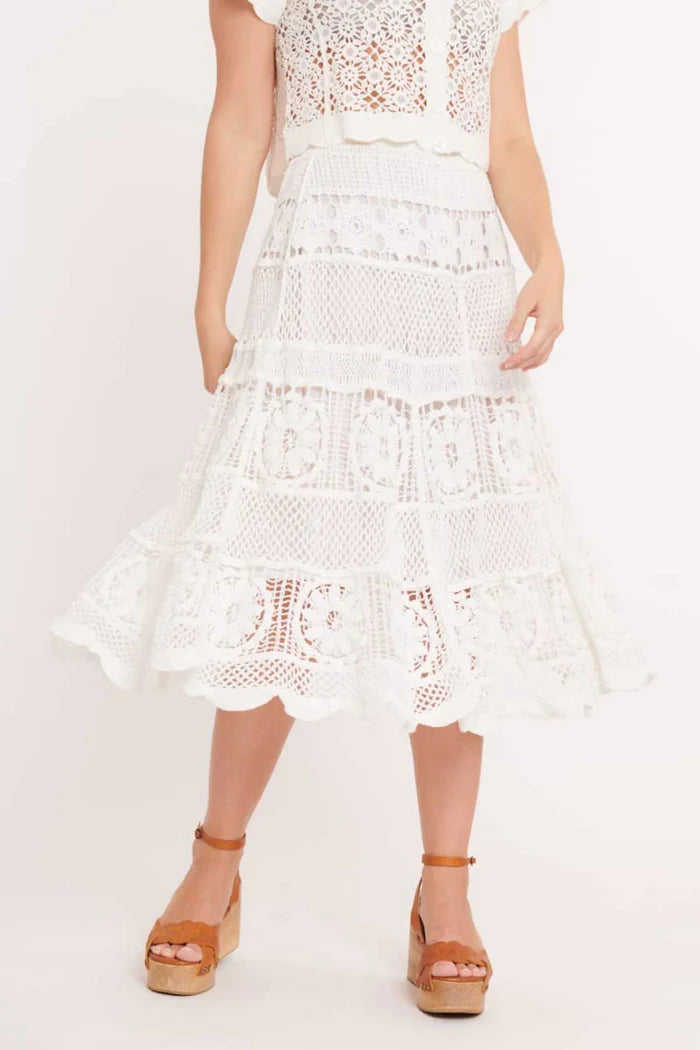 Derhy Flamant Crochet Midi Skirt