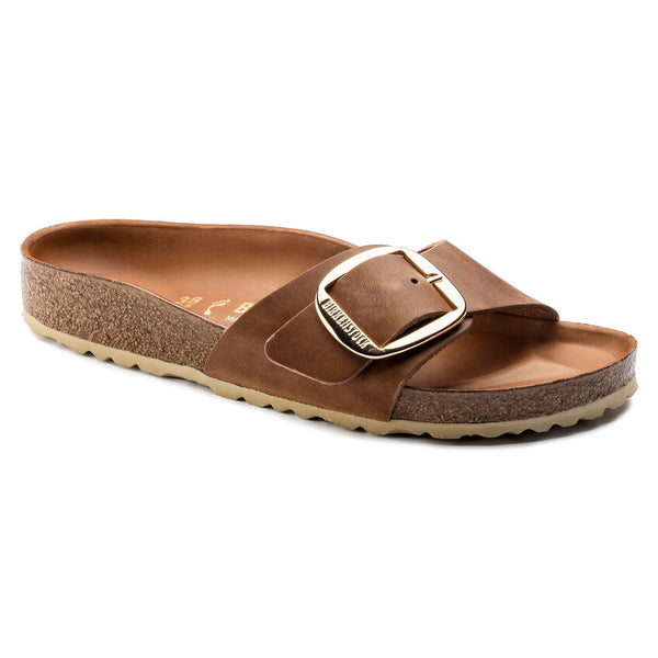 Women Madrid Big Buckle Sandal - Cognac Narrow Fit