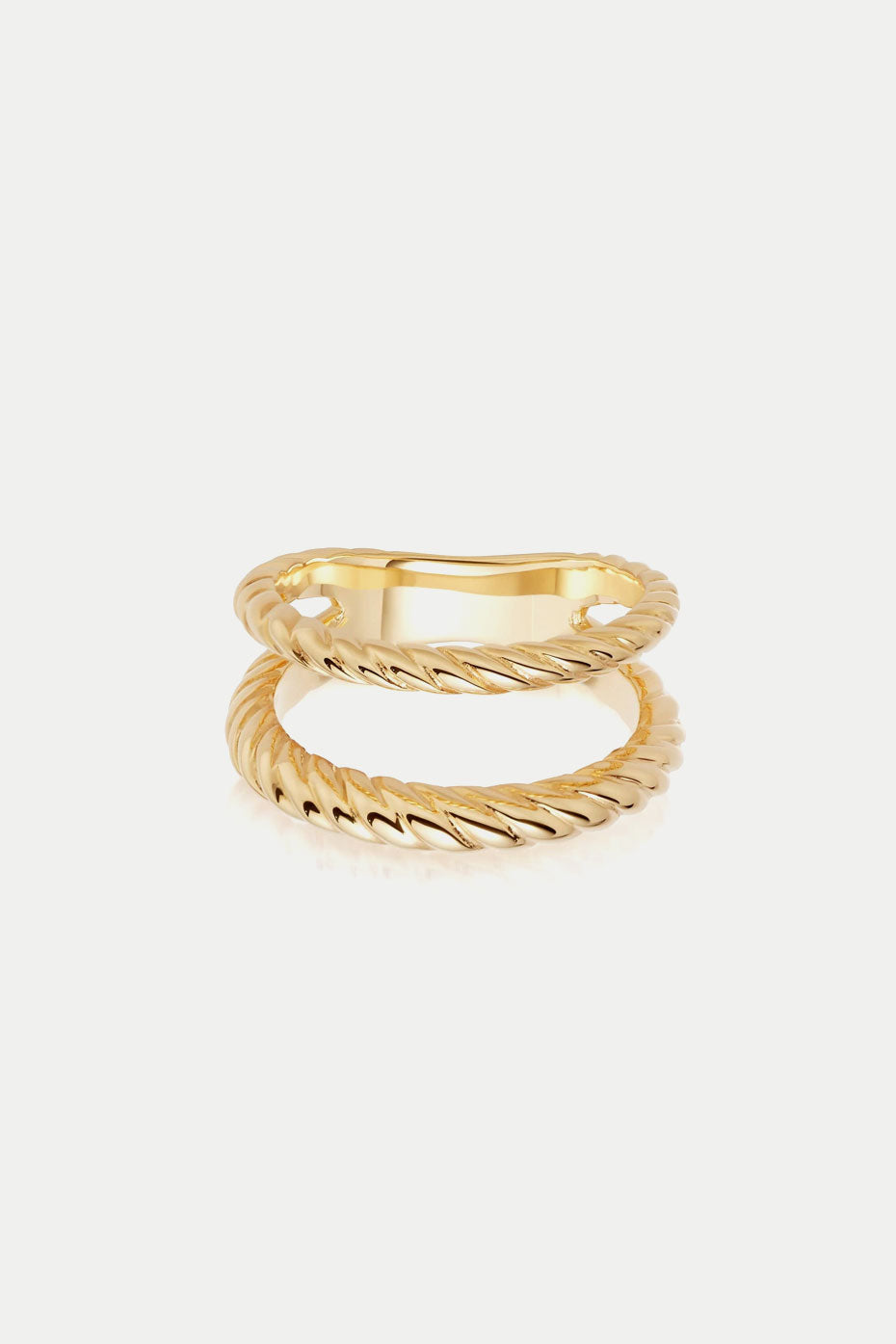 Gold Stacked Double Rope Ring