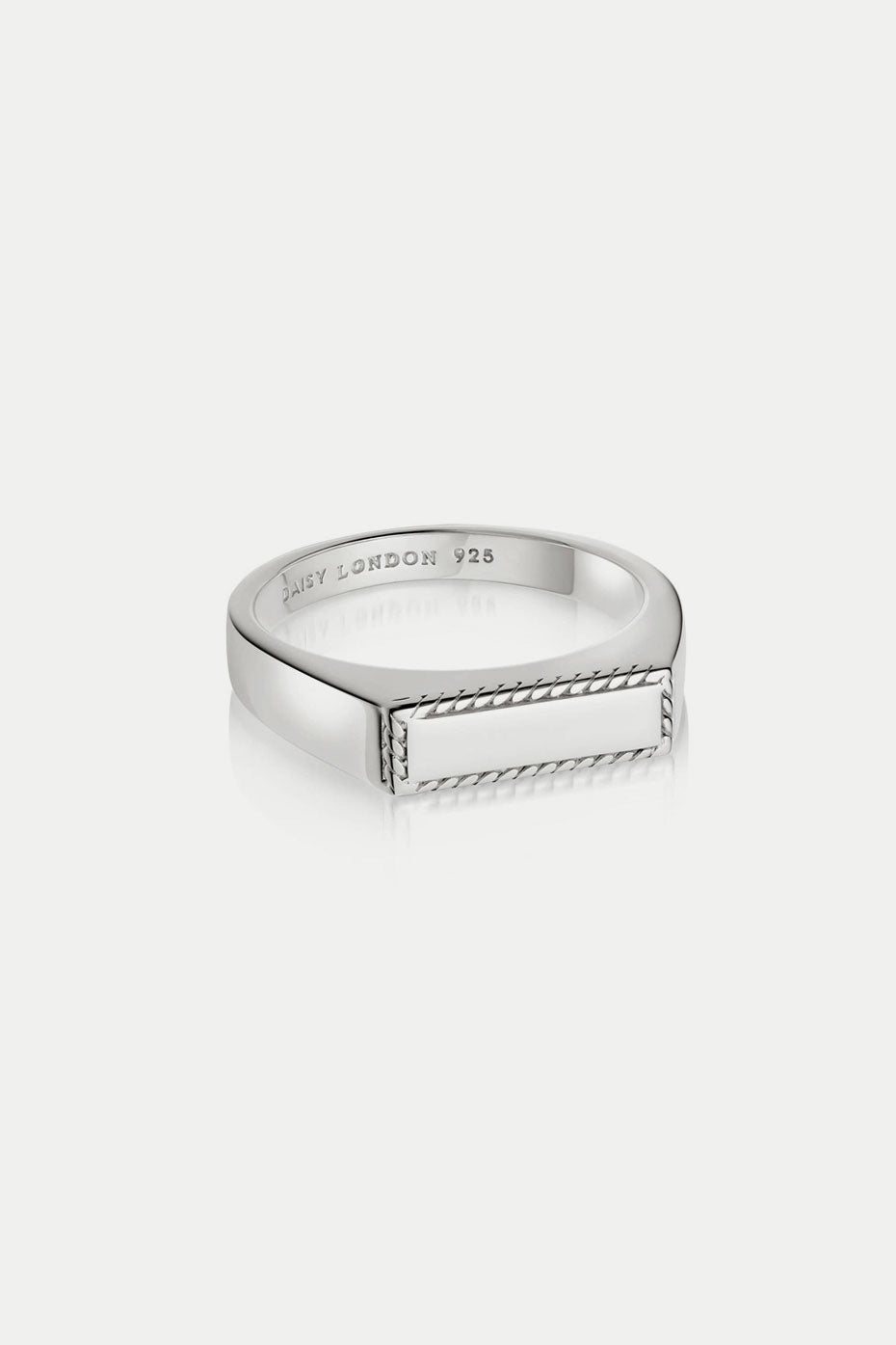 Daisy London Silver Stacked Rope Signet Ring