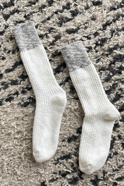 Le Bon Shoppe Colour Block White Linen / Grey Cottage Socks