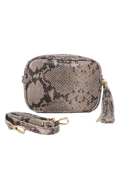 ATTIC WOMENSWEAR Leather Snake Print Camera Bag