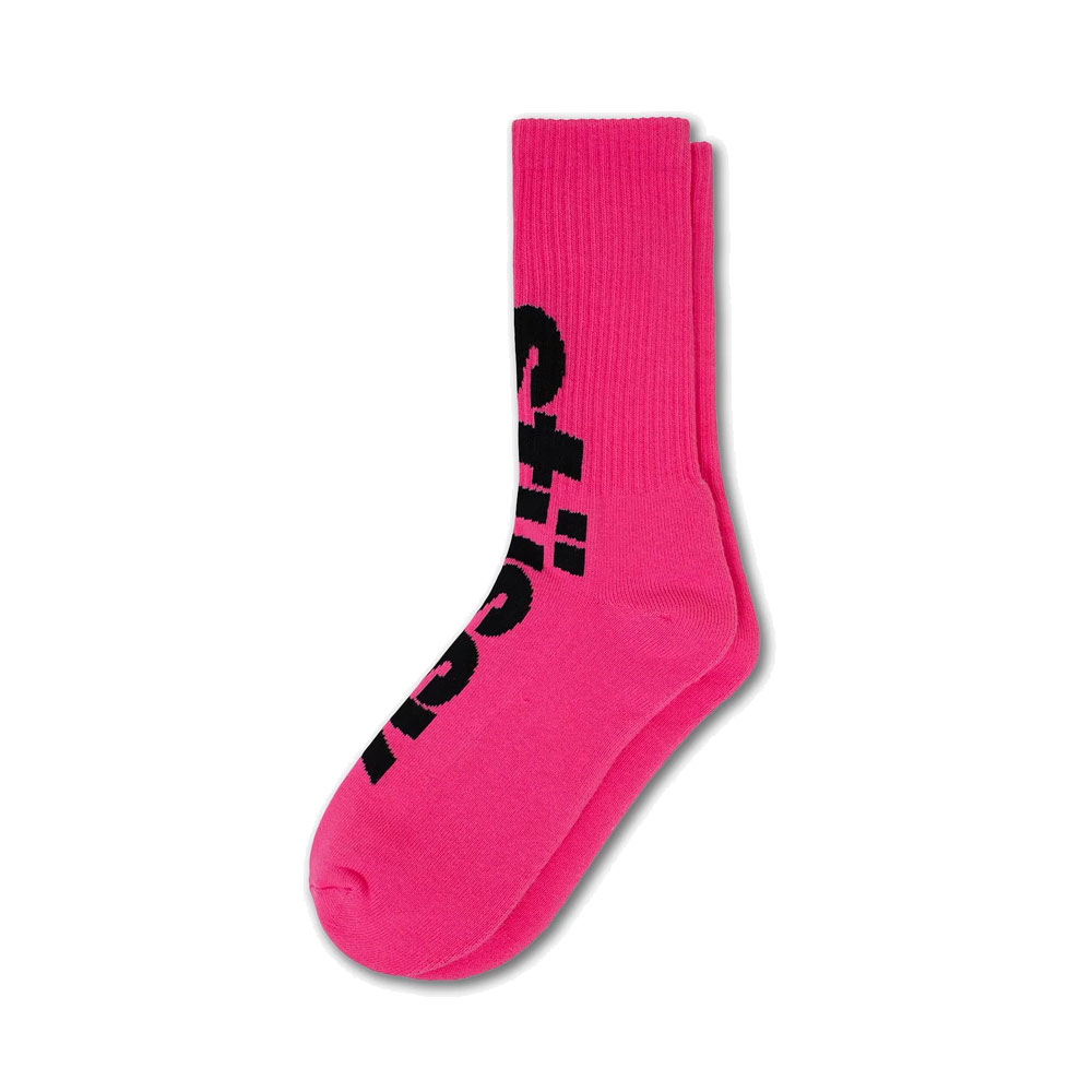 Big Helvetica Crew Socks Pink/black