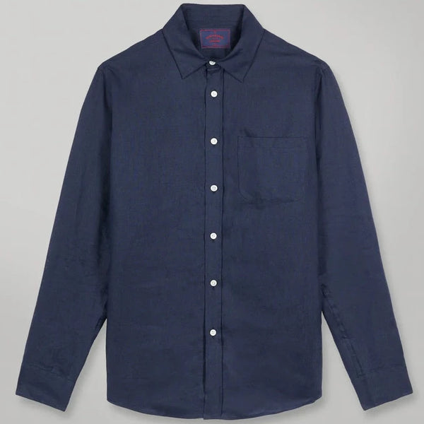 Long Sleeve Linen Shirt Navy