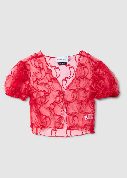 Womens Casa Chili Applique Shirt In Campari