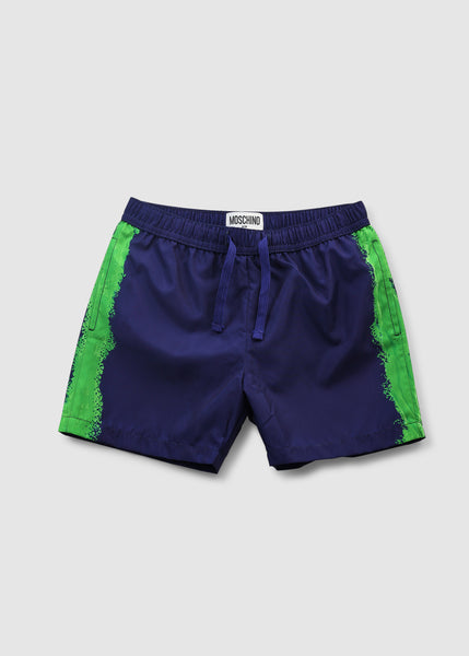 Kids Paint Logo Swimshorts In Blu Navy