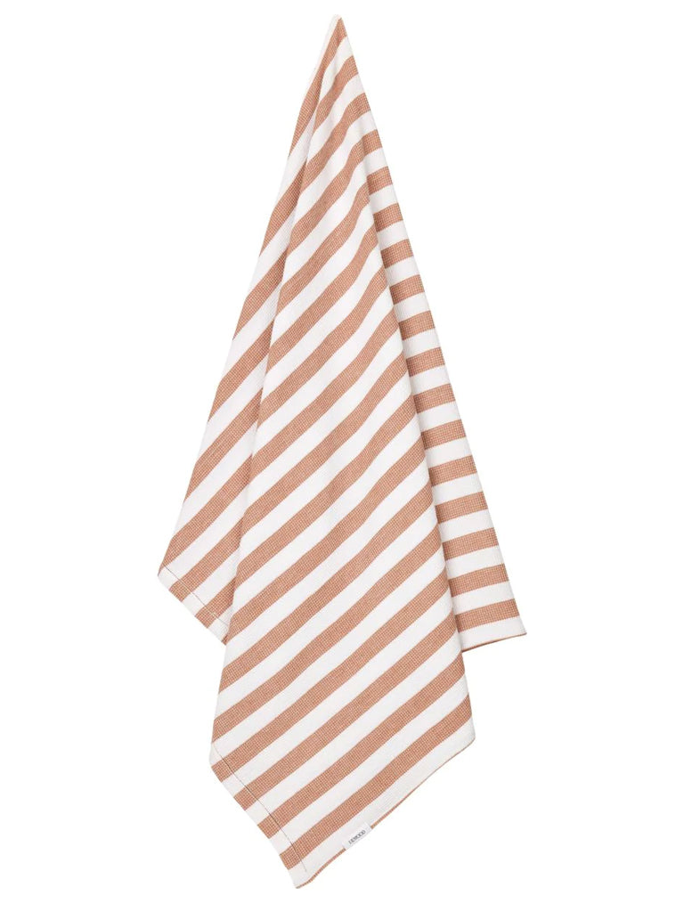 Macy Beach Towel In White & Tuscany Rose