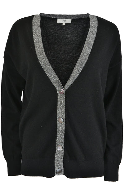 Black Lucas Lurex V Neck Cardigan