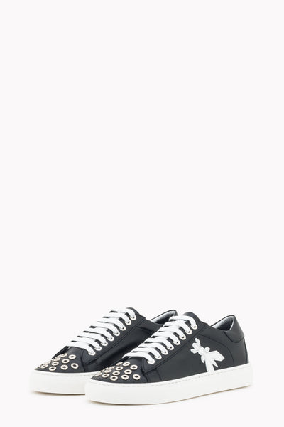 Black & White Rivet Studded Fly Trainers 2v9875 Sneakers