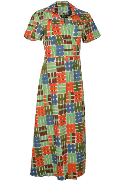 Green and Orange Havana Maxi Wrap Dress