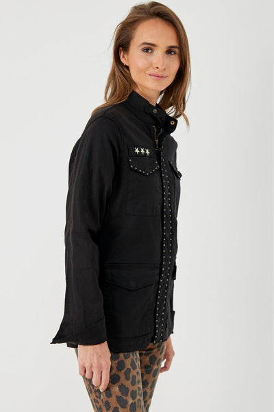 Black Brenda Military Studded Jacket