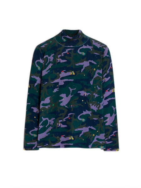 Mimetic Camo Butterfly Polo Camouflage Sweater