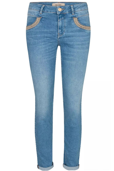 Denim Blue Naomi Luna Embroidered Pocket Jeans