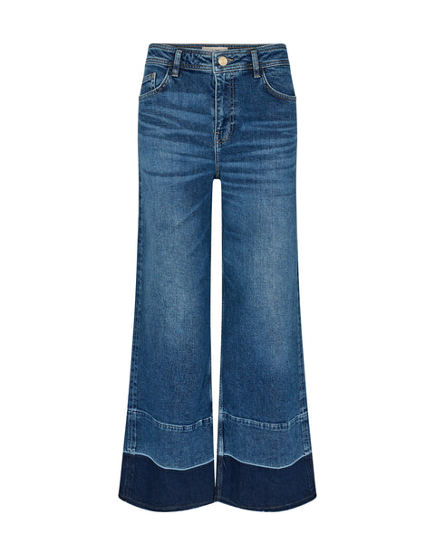 Jean Blue Dara Hem Wide Cut Flares Jeans