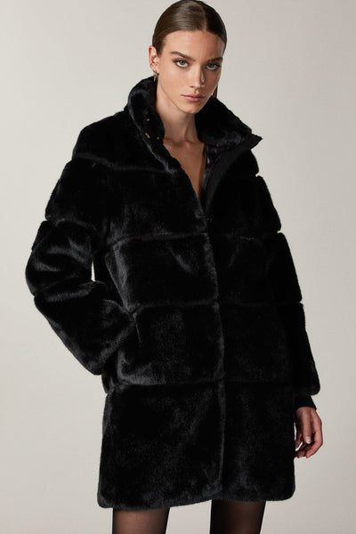 Black Long Faux Fur 2o0041 Coat