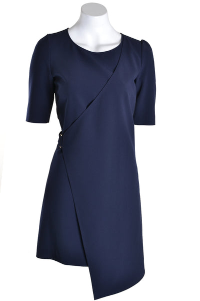 Navy Asymmetric Work Dress