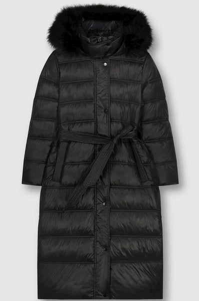 Black Puffer Fur Hood Salena Coat