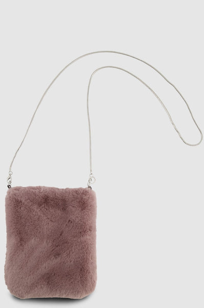 Mauve Doxy Faux Fur Shoulder Chain Bag