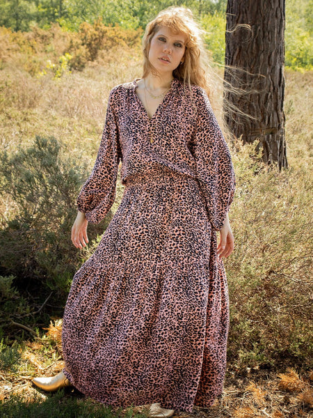 Leo Maxi Blush Leopard Dress