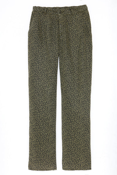 Khaki Nelly Loose Leopard Printed Trousers