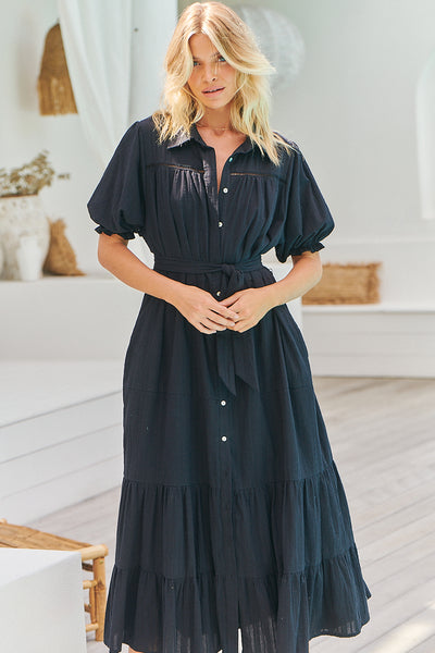 Long Black Ebony Cotton Dress