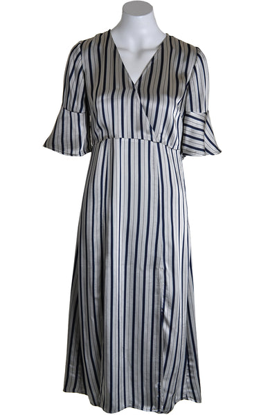 Blue Silver Satin Stripe 191tp2459 Dress