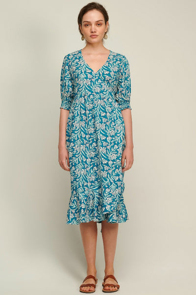 Floral Teal An428a Rosetta Wrap Dress